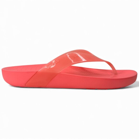 Crocs Women’s Cross Splash Glossy Flip Flops Pink Neon Watermelon Size 9 - Picture 2 of 9